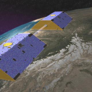 La mission Grace, lancée en 2002, a marqué un tournant dans notre façon d'étudier le réchauffement climatique. © Nasa, Wikimedia Commons, domaine public