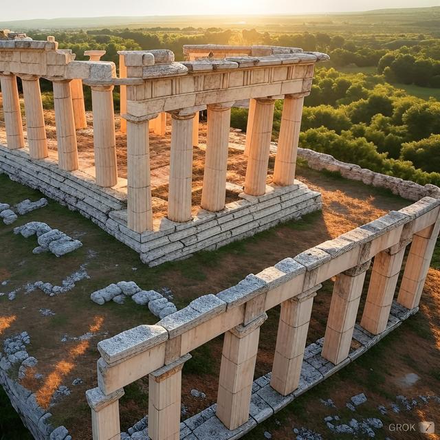 Image générée par intelligence artificielle d’un temple grec. © Grok