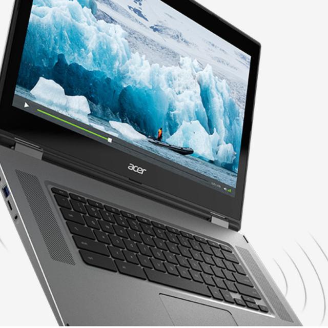Des haut-parleurs placés sur la partie supérieure de l&#39;Acer Chromebook Spin 15 assurent un des meilleurs sons. © Acer
