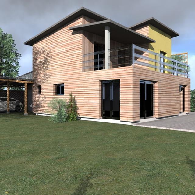 L’orientation des fenêtres de cette maison écologique, construite en France selon les normes LEED, comble à elle seule 30 % des besoins de chauffage. © Kasavox.com