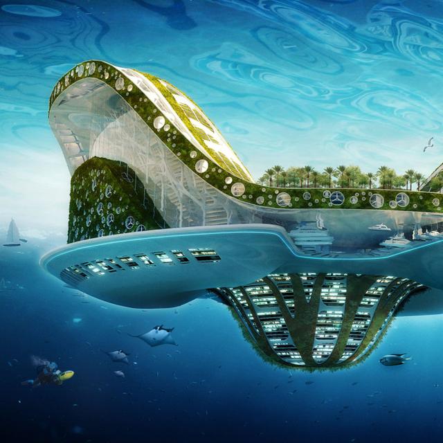 Lilypad, un projet pour accueillir les réfugiés climatiques. Cette ville flottante, autosuffisante, pourrait accueillir 50.000 personnes, produirait son oxygène et recyclerait ses déchets. © Vincent Callebaut Architectures, www.vincent.callebaut.org