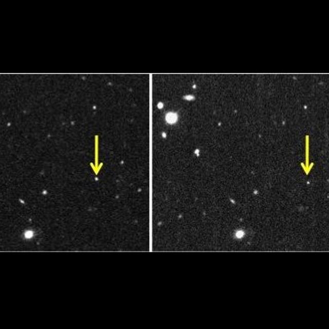 Le déplacement de 2012 VP113 enregistré durant deux heures le 5 novembre 2012. Cet objet est actuellement distant de 83 UA. Quelle sa taille&amp;nbsp;? Est-il une planète naine&amp;nbsp;? © Scott S. Sheppard, Carnegie Institution for Science