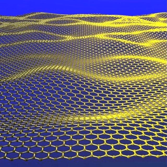 Une vue d&#39;artiste montrant la structure 2D en nid d&#39;abeille d&#39;un feuillet de graphène. Le graphite de nos crayons est un empilement de telles structures. © Jannik Meyer