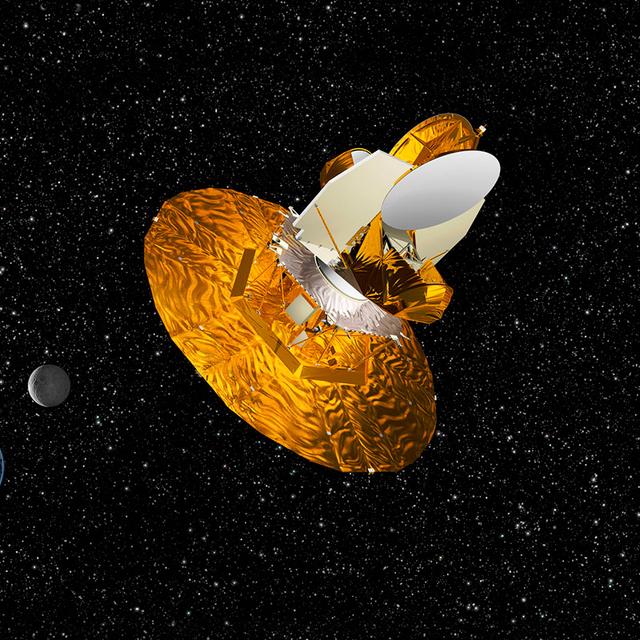 Une vue d&#39;artiste de WMap dans l&#39;espace. Crédit : Nasa / WMAP Science Team