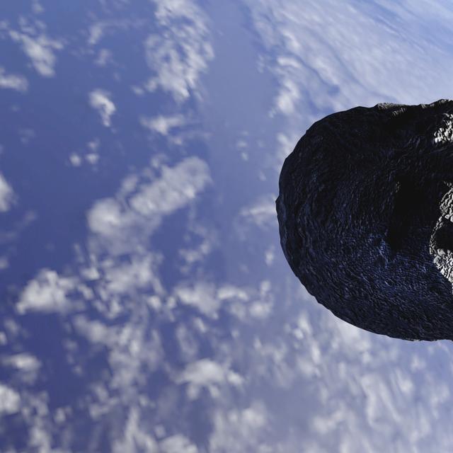 Une vue d&#39;artiste d&#39;un astéroïde géocroiseur. © auntspray, fotolia