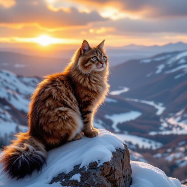 Certains chats, comme le Sibérien, ont développé une fourrure imperméable et un sous-poil dense qui leur permettent d’affronter sans peine le froid et la neige. ©&nbsp;wpw, Adobe Stock.