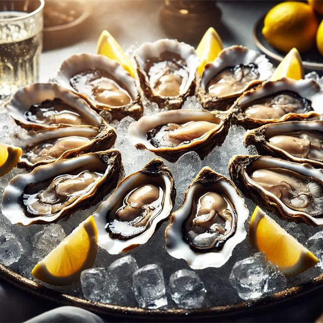 Les huîtres, délicates et iodées, sont un mets raffiné souvent dégusté lors des repas de fête, symbolisant à la fois convivialité et plaisir gourmand. Il en existe une grande diversité. © IA AB
