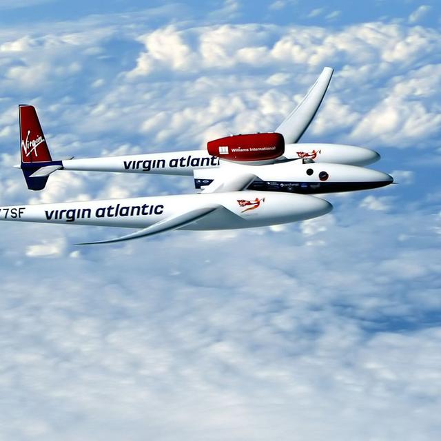 Le GlobalFlyer dans les nuages. Le tour du monde en solitaire de Steve Fossett à bord du GlobalFlyer débuta le 28 février 2005 et se termina le 3 mars de la même année. Le pilote ne fit aucune escale et son vol dura 67 heures 2 minutes et 38 secondes. Un record. © Virgin Atlantic GlobalFlyer