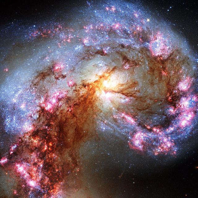 NGC 4603. La distance de cette galaxie a été mesurée précisément grâce aux Céphéides qu&#39;on y observe. Elle est située à 108 millions d&#39;années-lumière. (photo HST, APOD 27/05/1999).