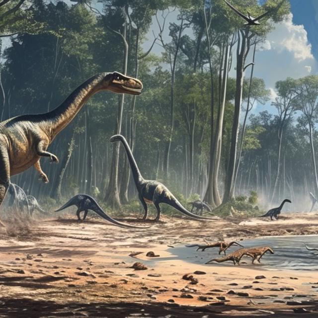 Une mère et sa fille découvrent les empreintes d'un grand dinosaure sur — free download