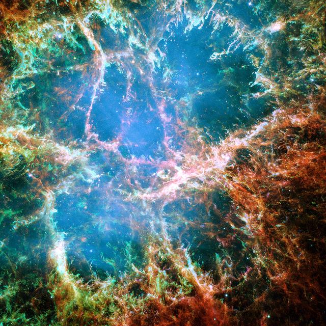 Nébuleuse du Crabe prise par le télescope spatial Hubble de la NASA.&amp;nbsp;© NASA, ESA, J. Hester and A. Loll (Arizona State University) - Domaine public