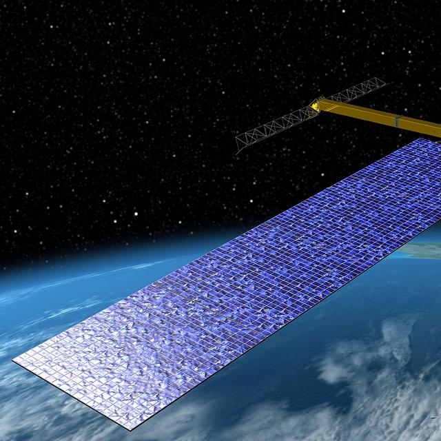 Vue d&#39;artiste du satellite d&#39;altimétrie satellitaire SWOT.&amp;nbsp;© JPL/NASA - Domaine public