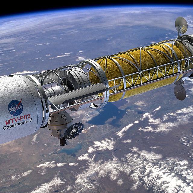 Vue d&#39;artiste du véhicule&amp;nbsp;Copernicus.&amp;nbsp;© John Frassanito &amp;amp; Associates - Domaine public