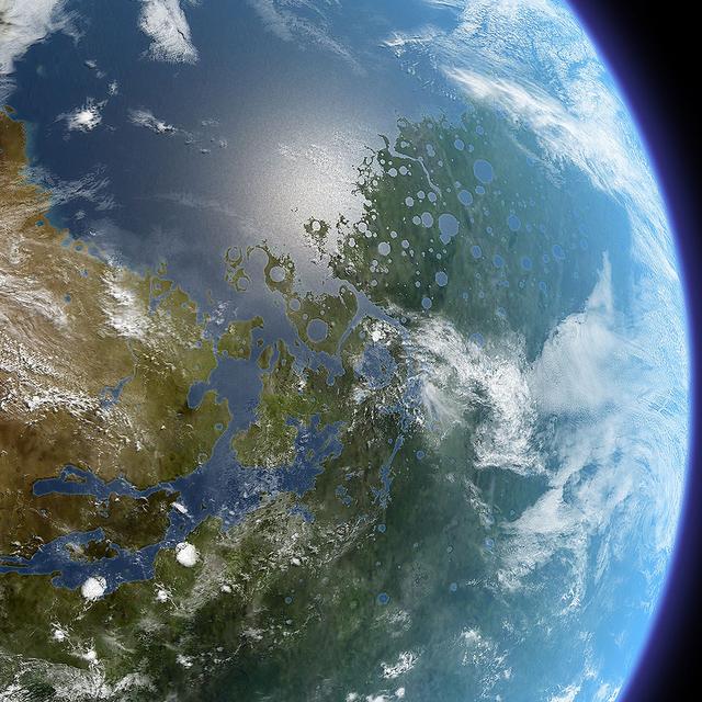Vue d&#39;artiste centrée&amp;nbsp;sur Valles Marineris&amp;nbsp;de Mars terraformée.&amp;nbsp;© Daein Ballard -&amp;nbsp;CC BY-SA 3.0