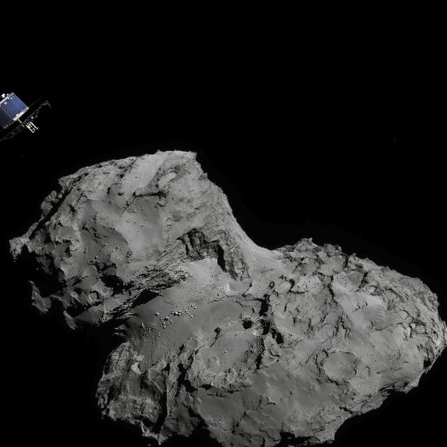 Vue d&#39;artiste de&amp;nbsp;Rosetta et la comète Philae.&amp;nbsp;© ESA/ATG Medialab