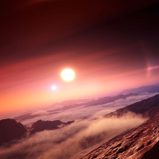 Quelle est l&#39;origine de la vie dans l&#39;univers ? Ici, vue d&#39;artiste d&#39;étoiles depuis une exoplanète. © IAU, L. Calçada, CC by-sa 3.0