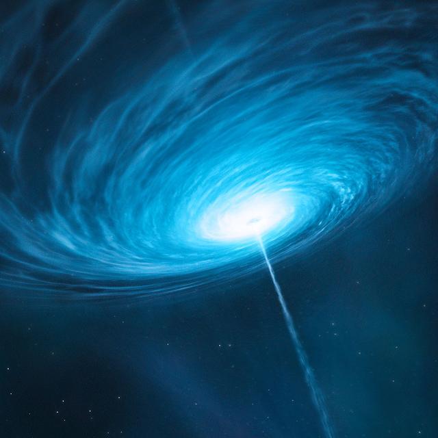 Vue d&#39;artiste du quasar 3C 279.&amp;nbsp;© ESO/M. Kornmesser -&amp;nbsp;CC BY 4.0