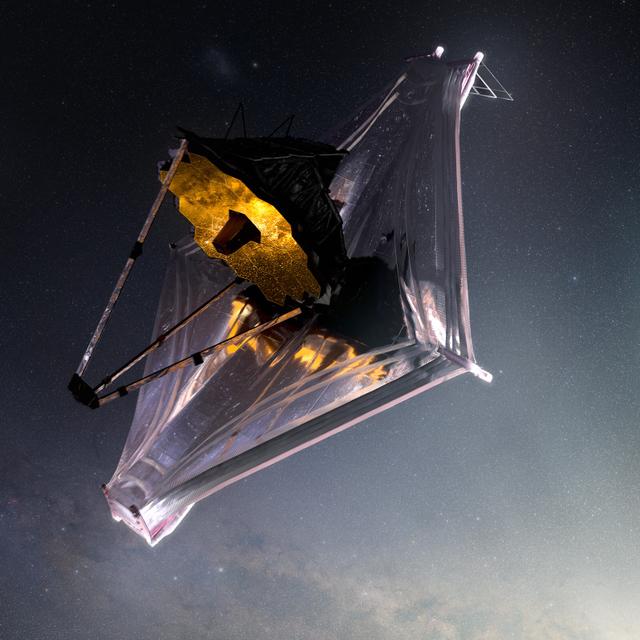 Une vue d'artiste du télescope spatial James-Webb. ©&nbsp;Nasa, GSFC, Adriana Gutierrez (CI Lab)
