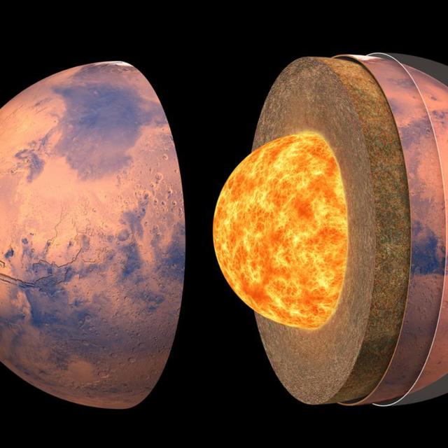 Vue d’artiste de la structure interne de Mars. © IPGP, David Ducros
