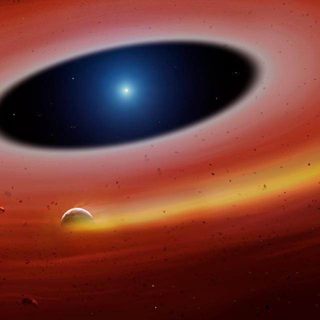 Illustration du corps incandescent et fumant en orbite autour de la naine blanche SDSS J122859.93+104032.9. © Université de Warwick, Mark Garlick