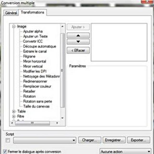 Plusieurs outils de conversion sont disponibles dans XnView, permettant de nombreuses modifications, plus ou moins utiles, de vos photographies. Veillez à ne pas introduire dans la liste des opérations à effectuer un outil non&amp;nbsp;voulu. © Guénaël Pépin