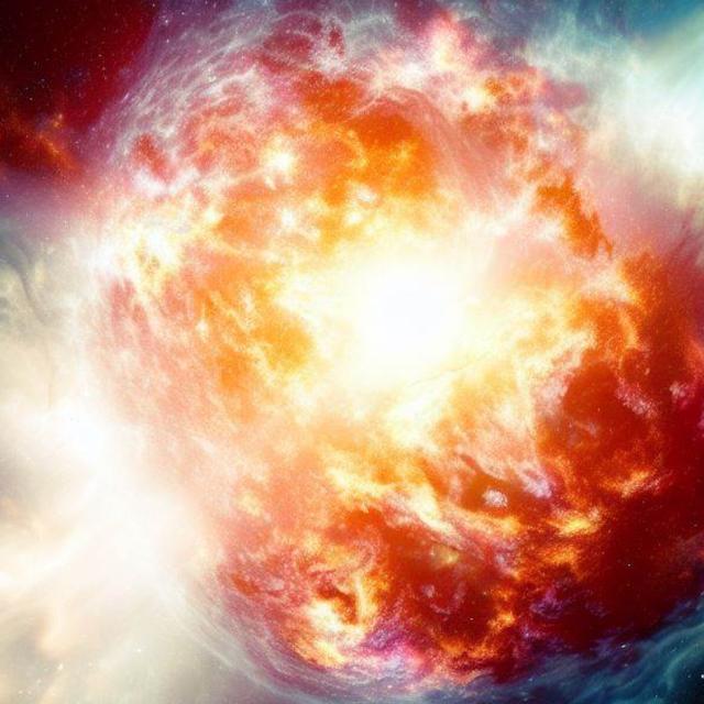 Illustration d&#39;une étoile qui explose en supernova créée par une IA. © X. Demeersman, Bing Image Creator