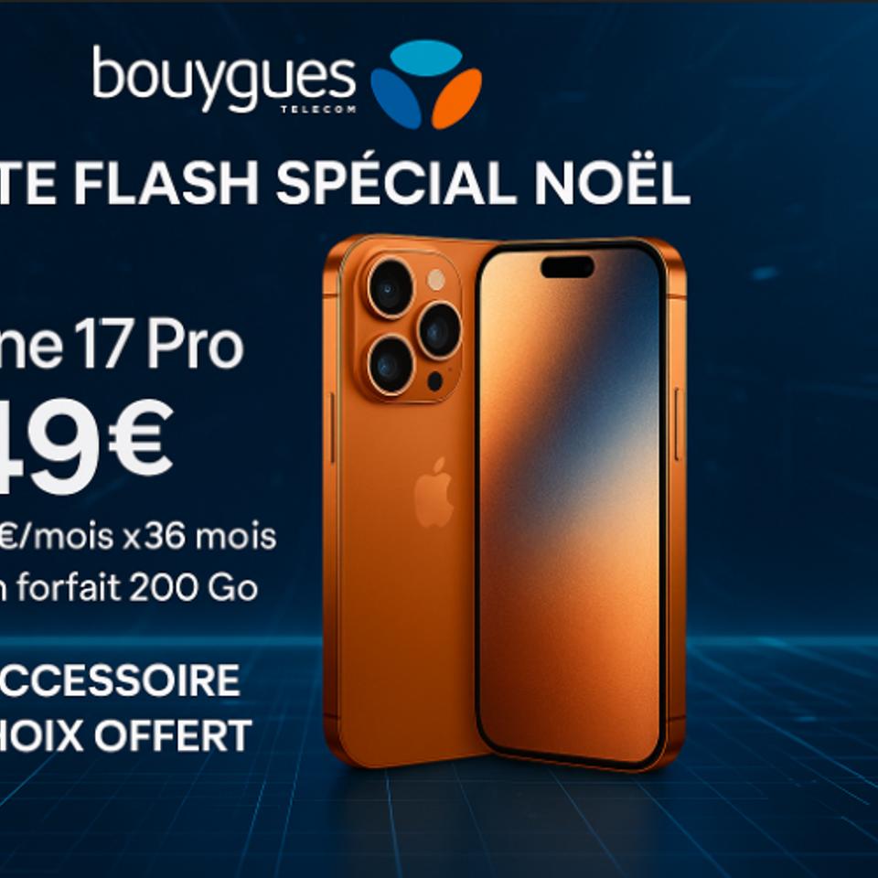 L’iPhone 17 Pro dans sa finition orange cosmique, vedette de la vente flash de Noël.&amp;nbsp;Crédit : Conçu par Equipe service via Open IA.