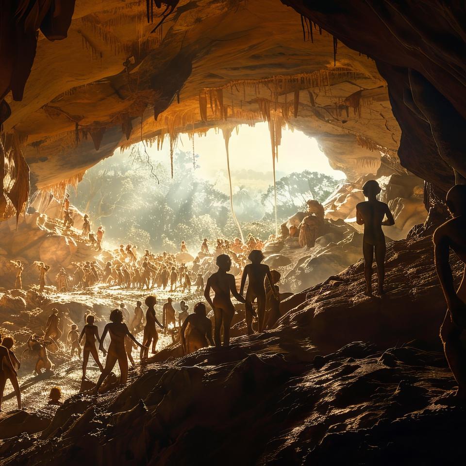 Les Hommes de Flores, aussi surnommés Hobbits en raison de leur petite taille, ont habité le centre de l&#39;île de Flores pendant près d&#39;un million d&#39;années avant de disparaitre soudainement. ©&amp;nbsp;AounMuhammad,&amp;nbsp;Adobe Stock (image générée avec IA)