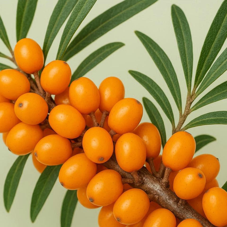 Derrière ses épines, l'argousier cache un petit trésor orange... © AA, Bing IA