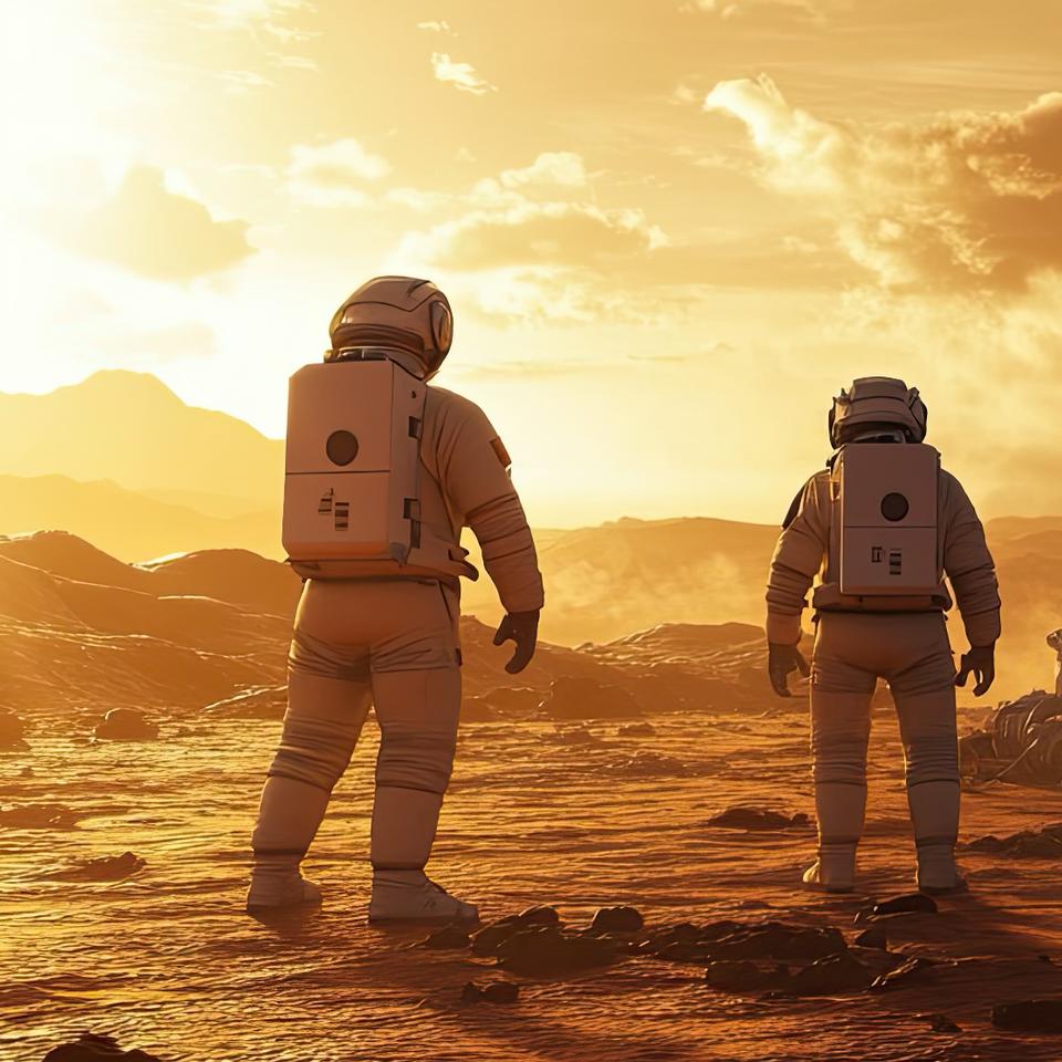 illustration générée aveec une IA d&#39;une base humaine installée sur Mars. ©&amp;nbsp;Hungarian, Adobe Stock